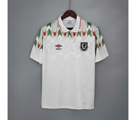 Wales 91/92 Away White Soccer Jersey